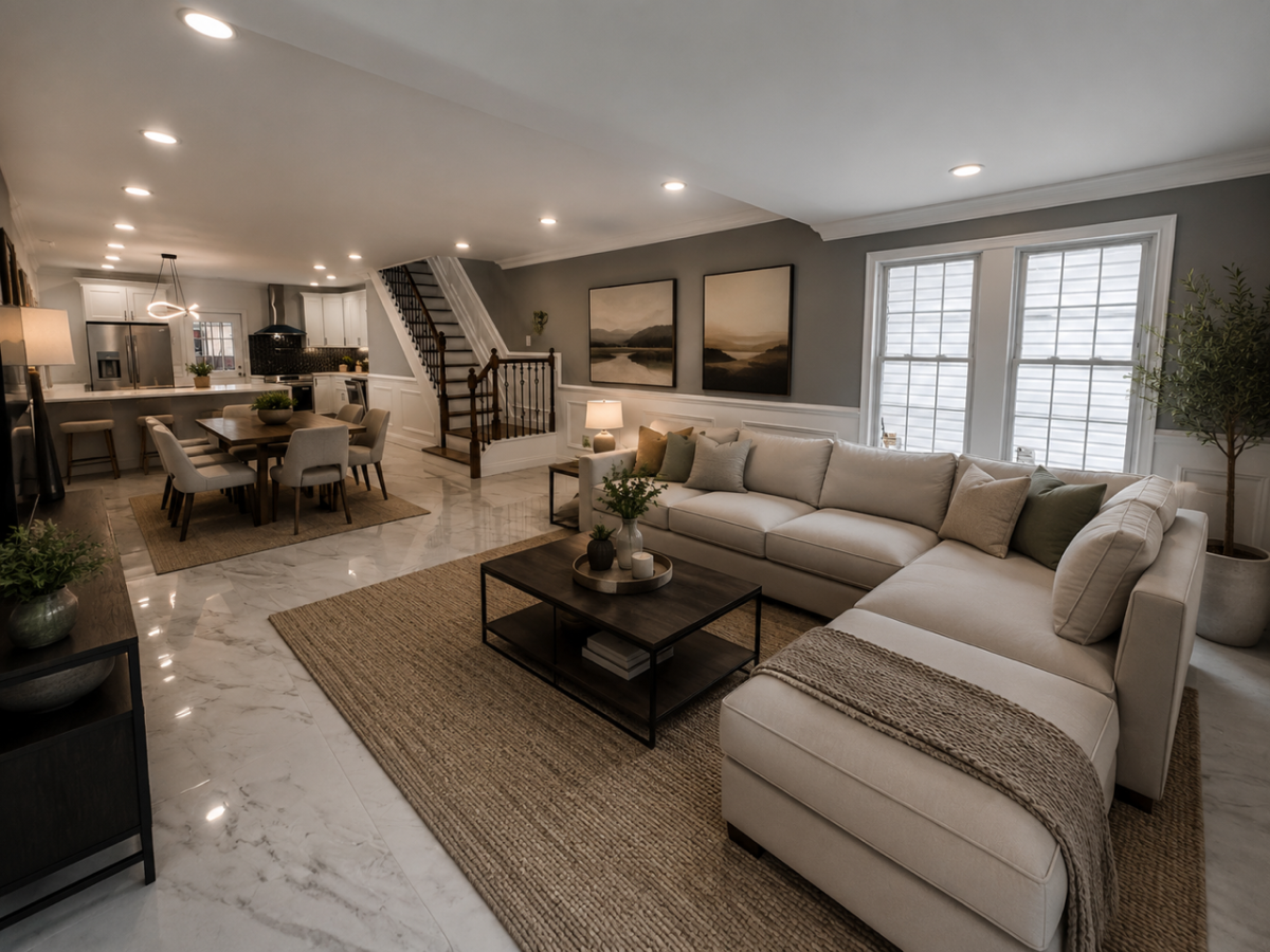 Spacious king bedroom with modern shared living spaces in Queens Village - Photo 2