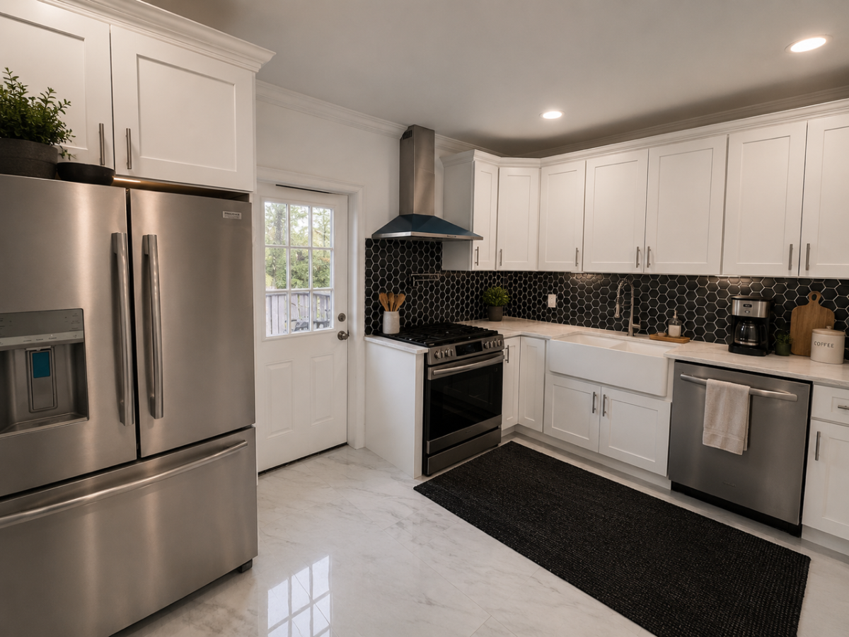 Spacious king bedroom with modern shared living spaces in Queens Village - Photo 3