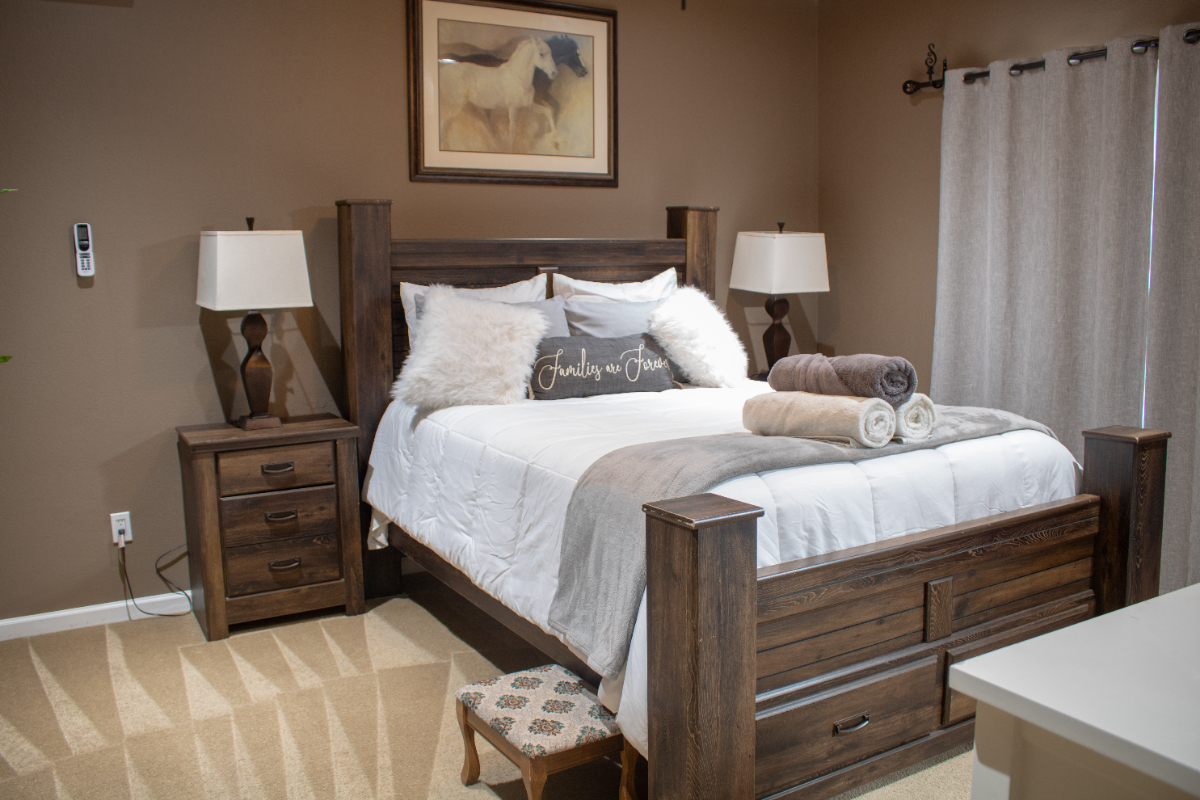 master bedroom with private entrance and bathroom