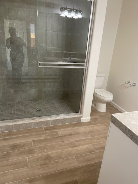 Bedroom in a new house-shared living space