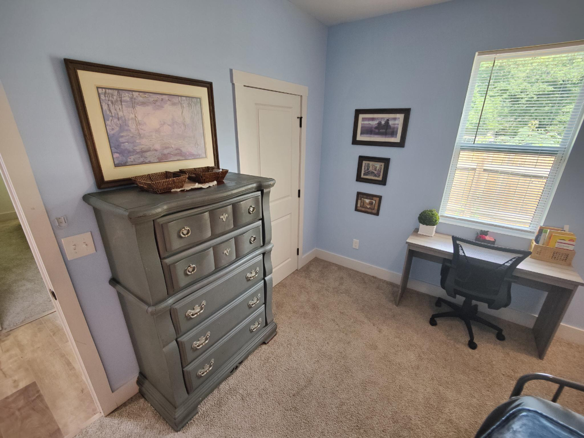 Blue Monet Bedroom with Sunny Workspace